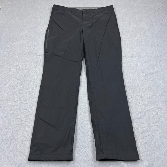 Eddie Bauer Pants Mens Fleece Lined Tech 38x32* Black Nylon Cargo Pockets Hiking - Picture 1 of 12